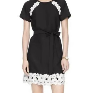 Kate Spade Flights Of Fancy Lace Trim Satin Crepe Black Mini Length Dress Sz 10